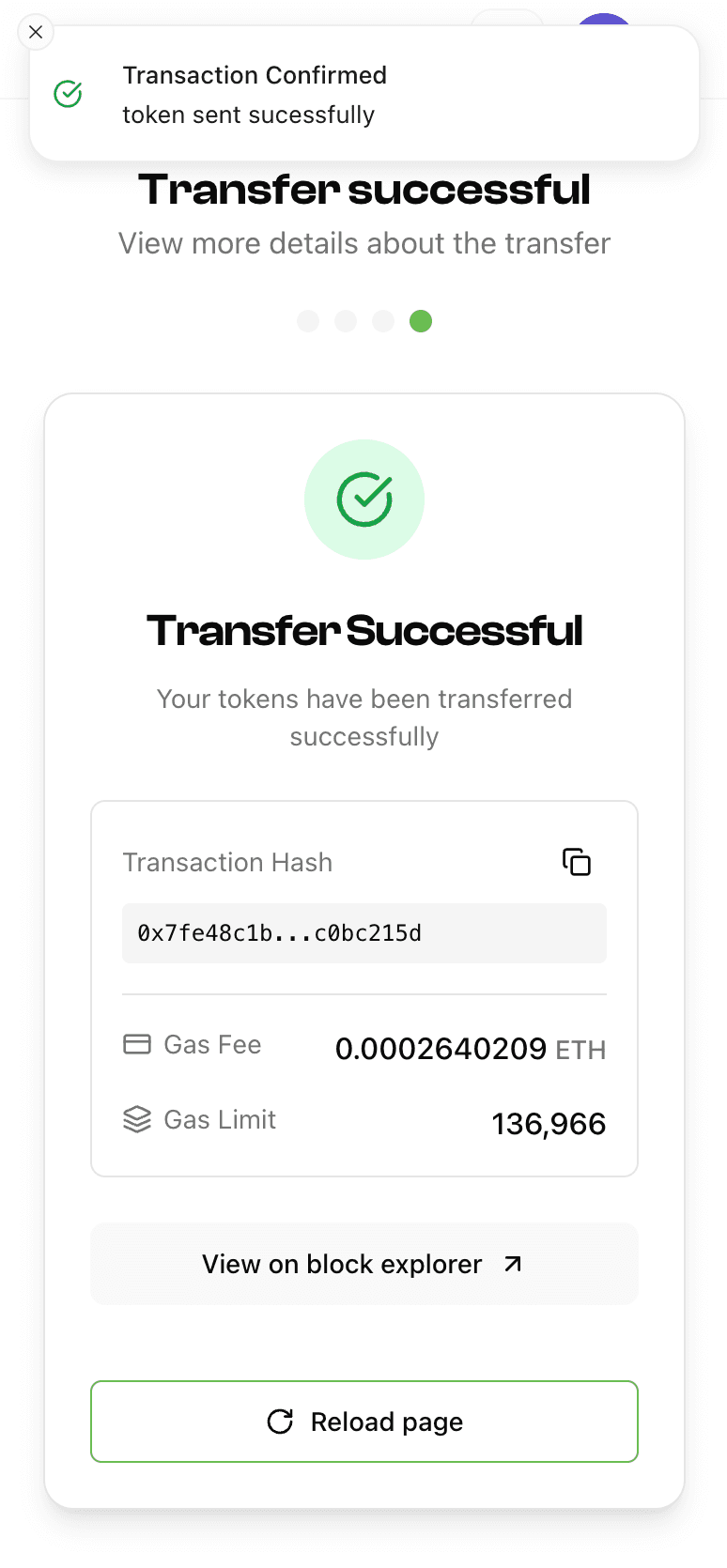 Gasless Cash token transfer interface — send stablecoins like USDT and USDC without paying native network gas